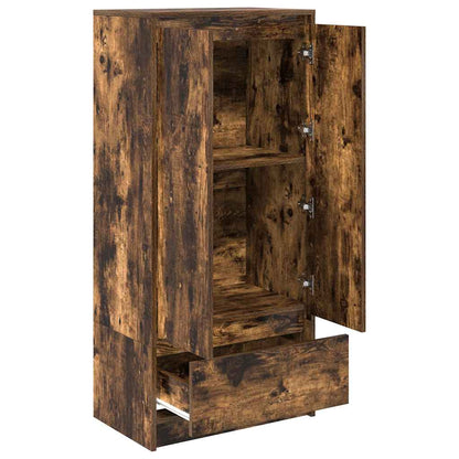 vidaXL Cabinet with Drawer Smoked Oak 55.5x34x119.5 cm Engineered Wood