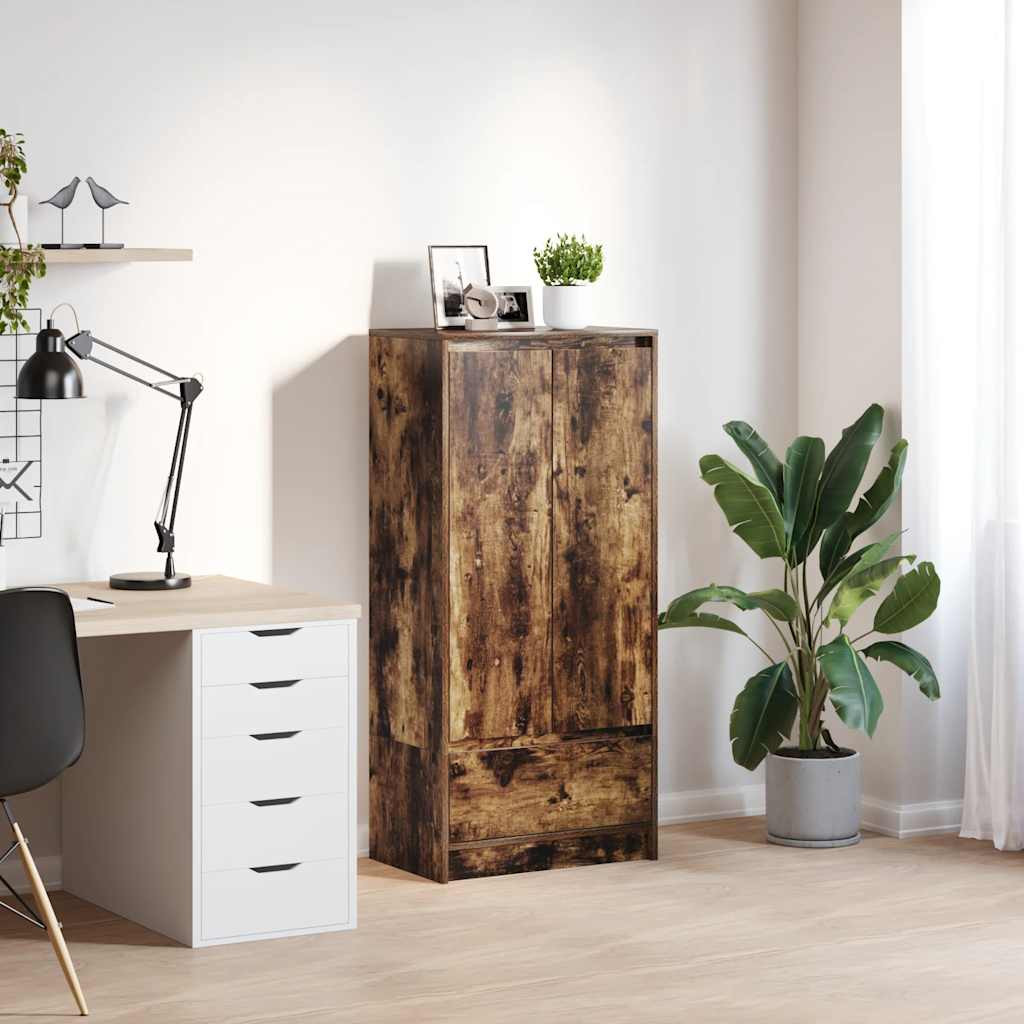 vidaXL Cabinet with Drawer Smoked Oak 55.5x34x119.5 cm Engineered Wood