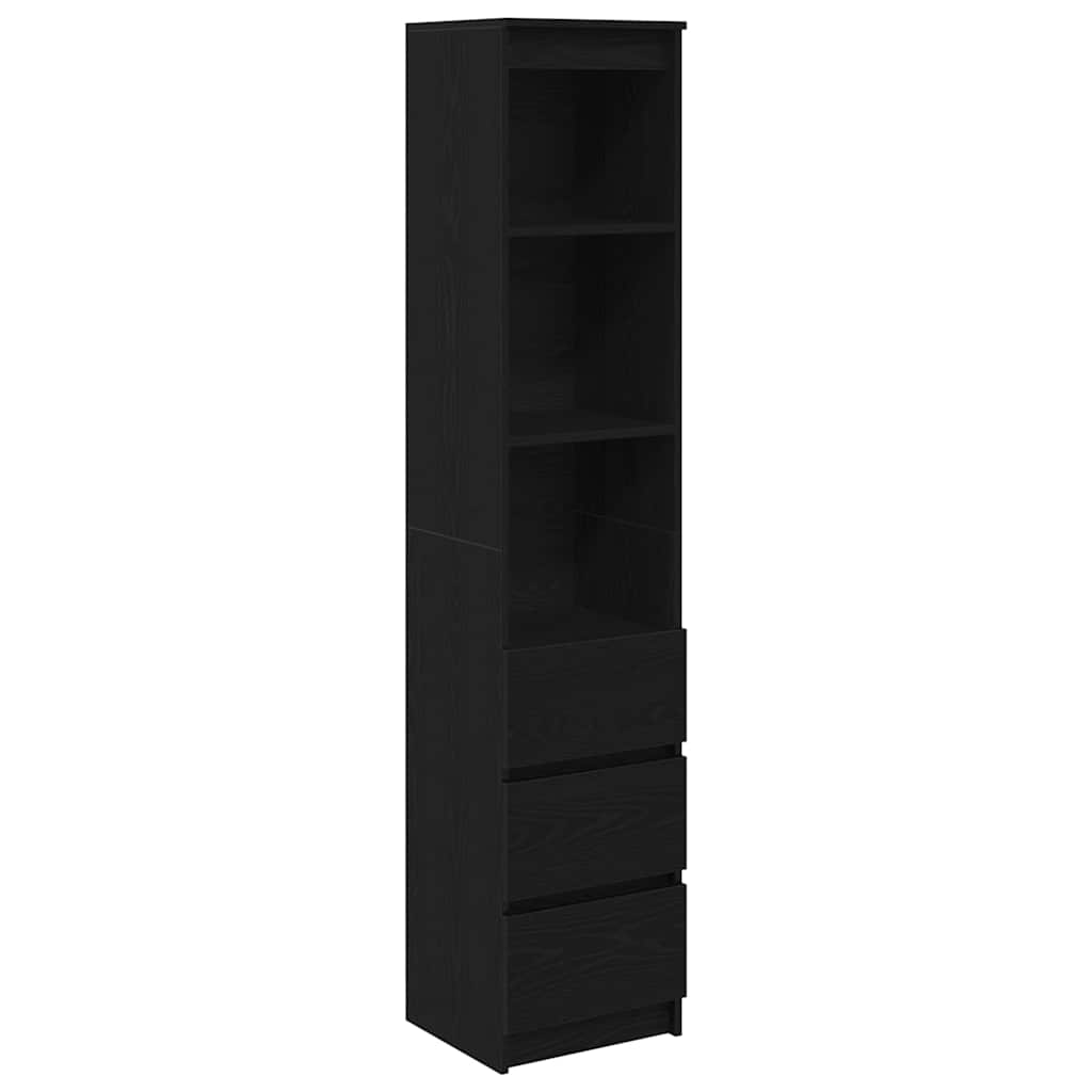 vidaXL Highboard Black Oak 37.5x35x180 cm Engineered Wood