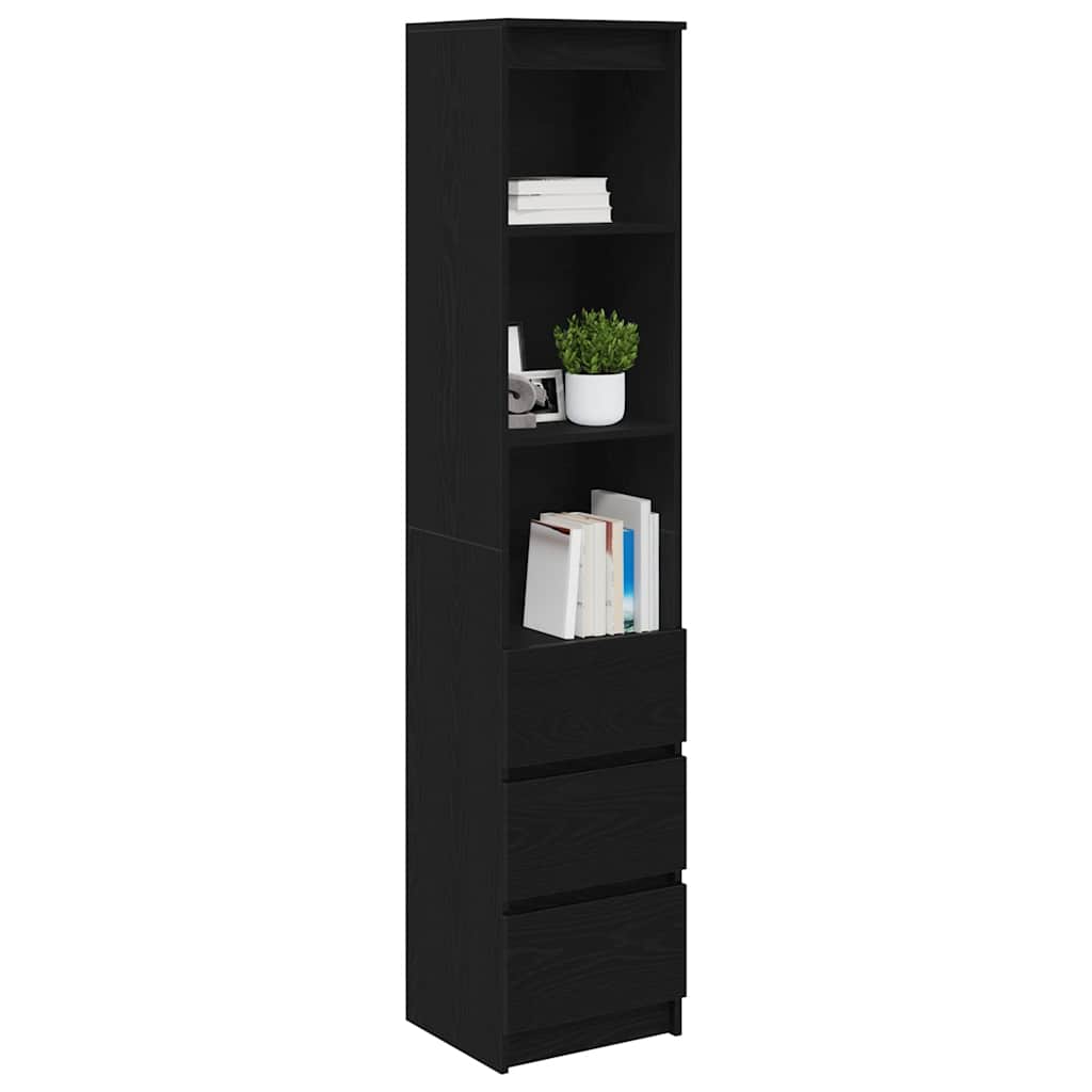 vidaXL Highboard Black Oak 37.5x35x180 cm Engineered Wood