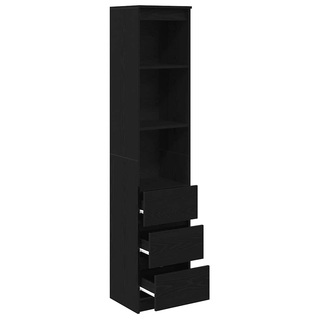 vidaXL Highboard Black Oak 37.5x35x180 cm Engineered Wood