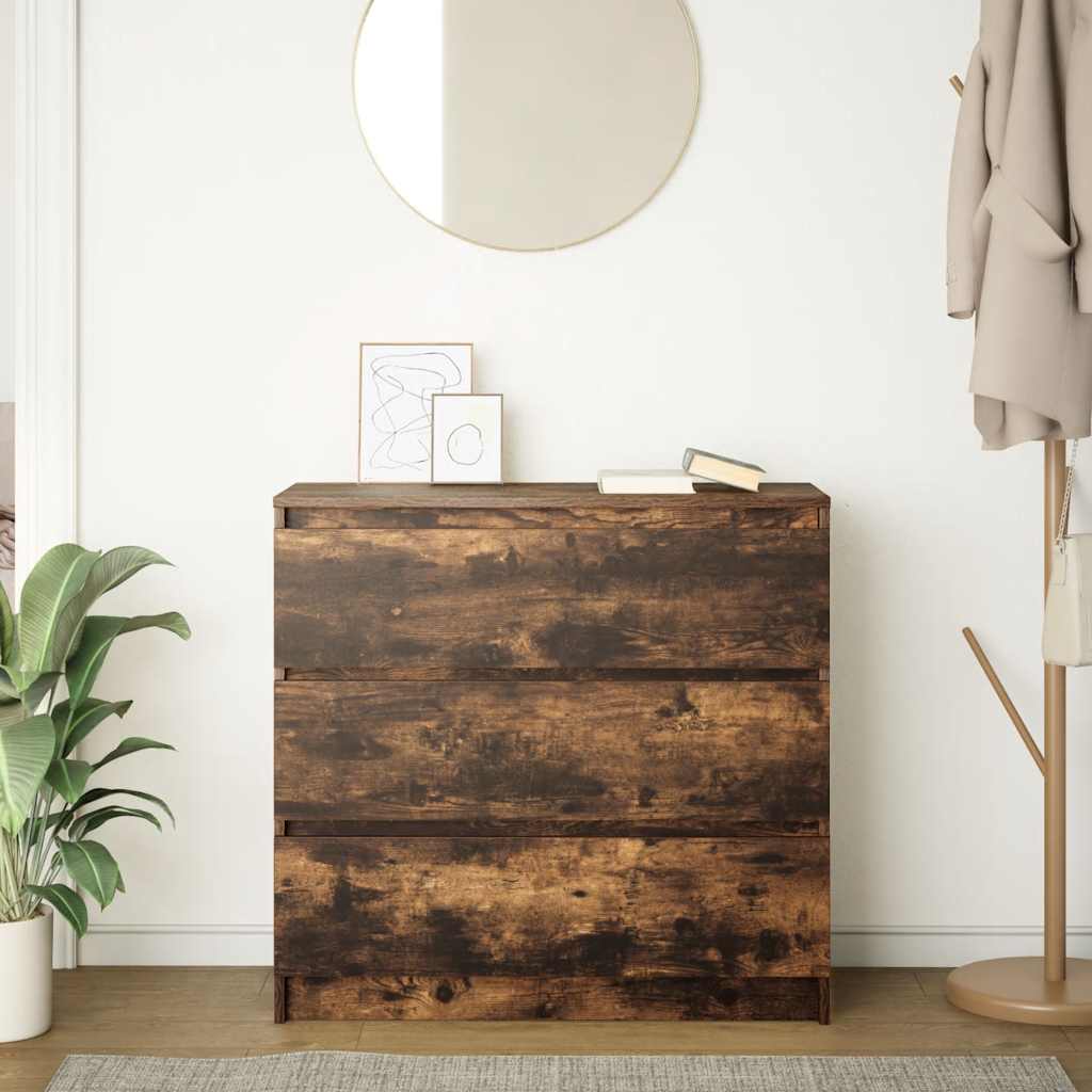 vidaXL Sideboard Smoked Oak 80x35x76 cm Engineered Wood
