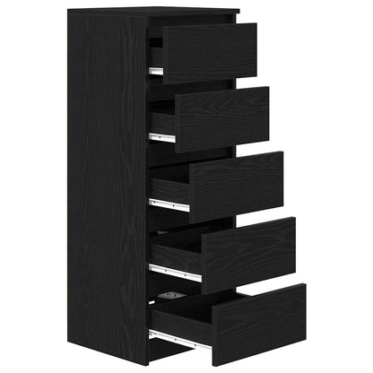 vidaXL Sideboard with Drawers Black Oak 37.5x35x99 cm Engineered Wood