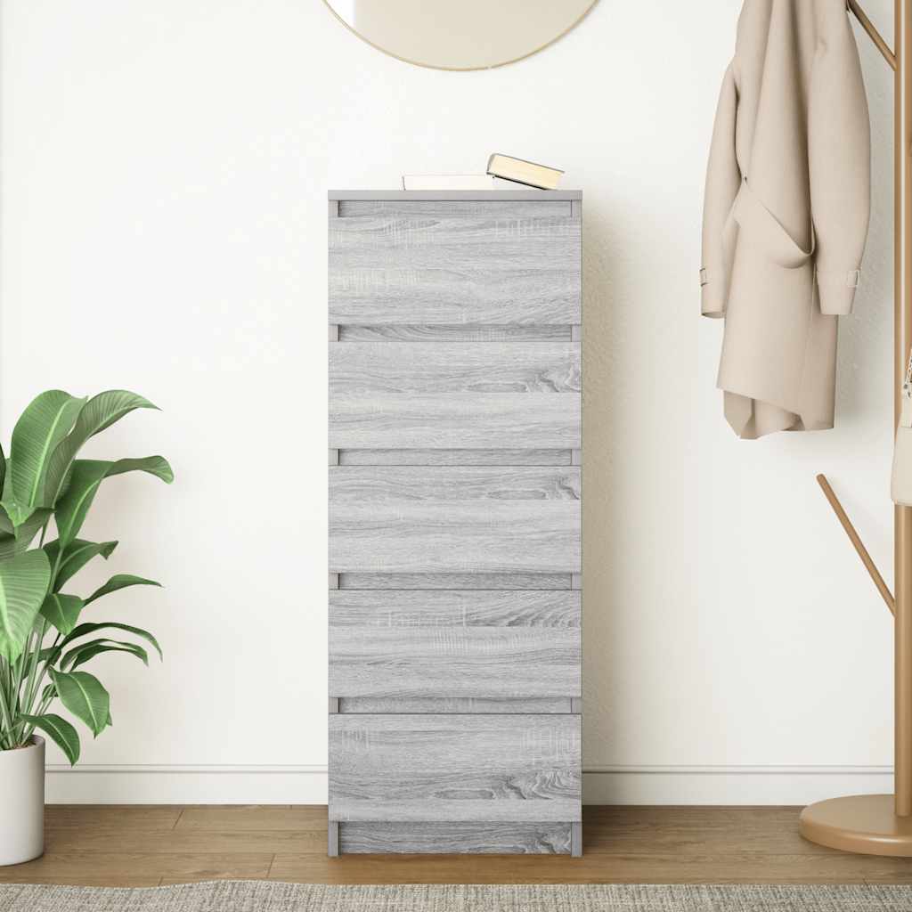 vidaXL Sideboard with Drawers Grey Sonoma 37.5x35x99 cm Engineered Wood
