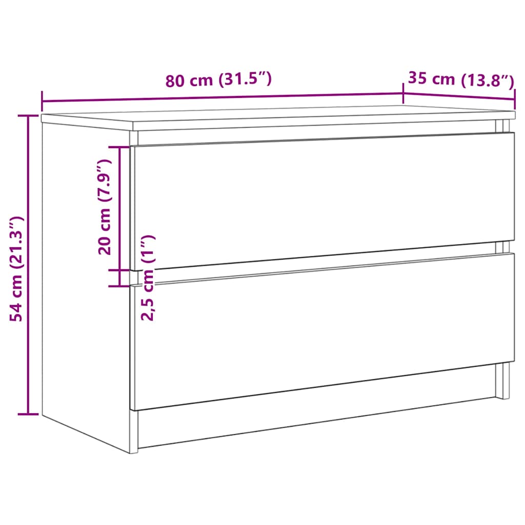 vidaXL TV Cabinet White 80x35x54 cm Engineered Wood