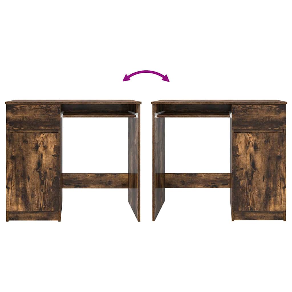 vidaXL Desk Smoked Oak 86x49x76 cm Engineered Wood