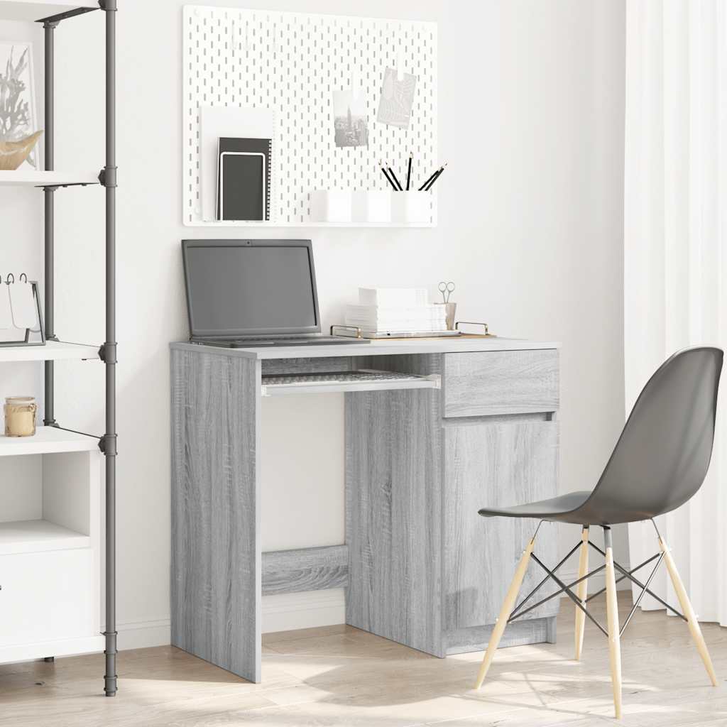 vidaXL Desk Grey Sonoma 86x49x76 cm Engineered Wood