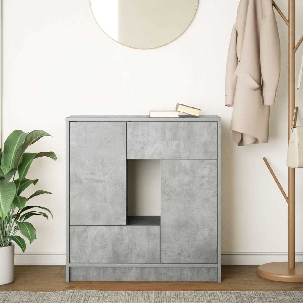 vidaXL Sideboard with Drawers and Doors Concrete Grey 70.5x34x74.5 cm