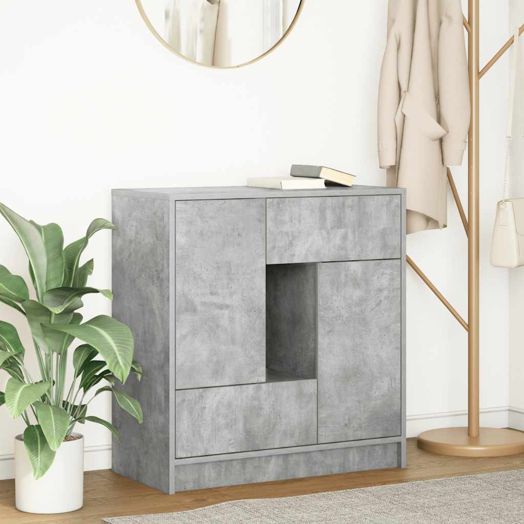 vidaXL Sideboard with Drawers and Doors Concrete Grey 70.5x34x74.5 cm