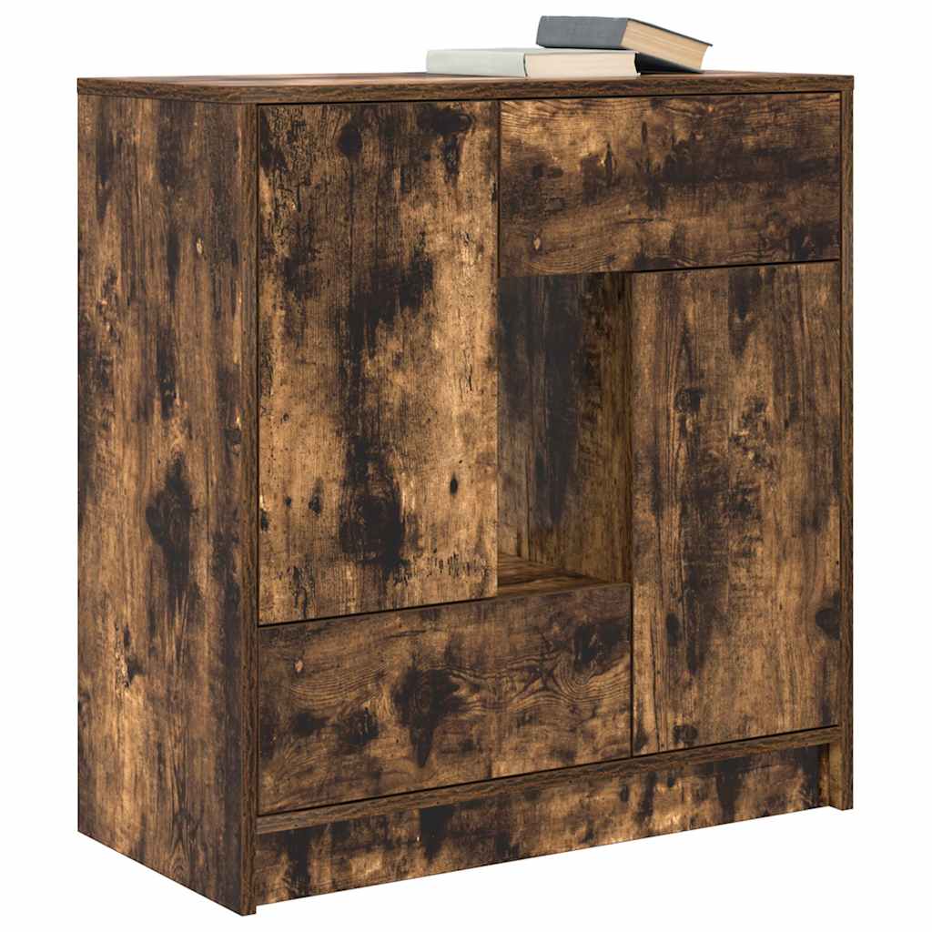 vidaXL Sideboard with Drawers and Doors Smoked Oak 70.5x34x74.5 cm