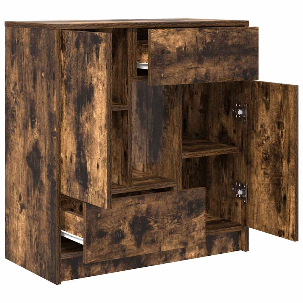 vidaXL Sideboard with Drawers and Doors Smoked Oak 70.5x34x74.5 cm