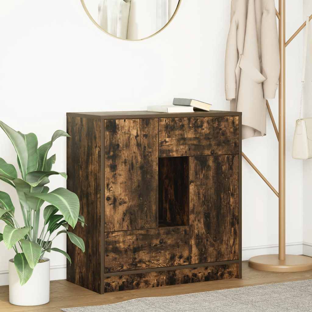 vidaXL Sideboard with Drawers and Doors Smoked Oak 70.5x34x74.5 cm