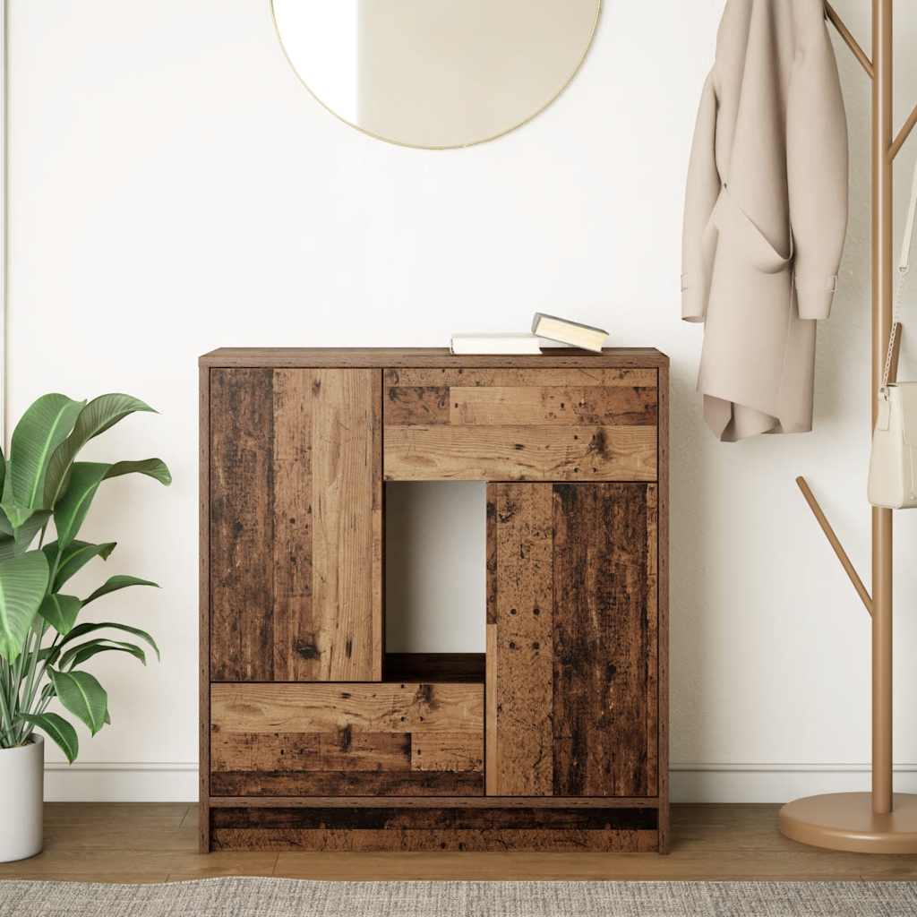 vidaXL Sideboard with Drawers and Doors Old Wood 70.5x34x74.5 cm