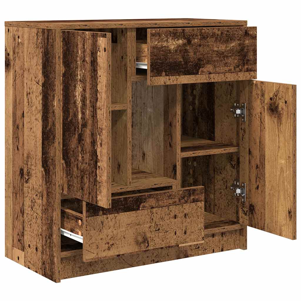 vidaXL Sideboard with Drawers and Doors Old Wood 70.5x34x74.5 cm