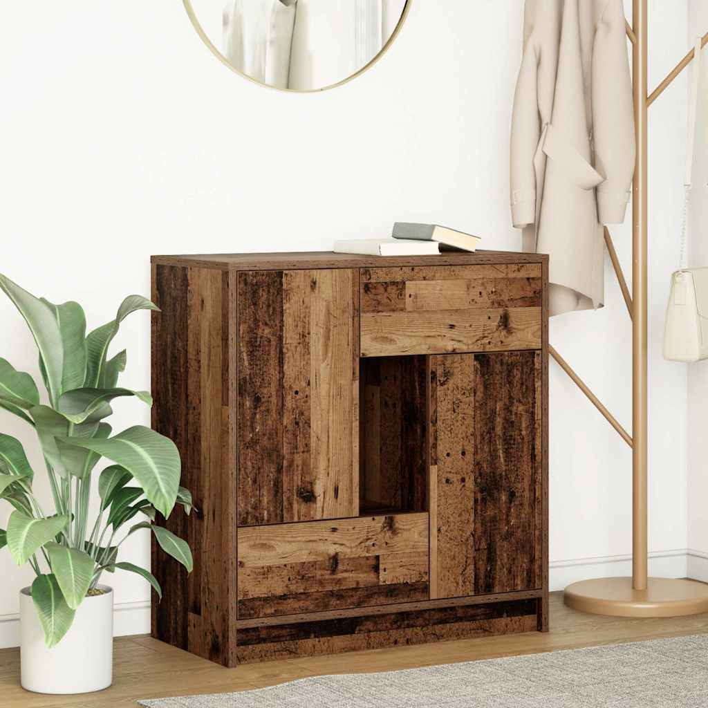 vidaXL Sideboard with Drawers and Doors Old Wood 70.5x34x74.5 cm