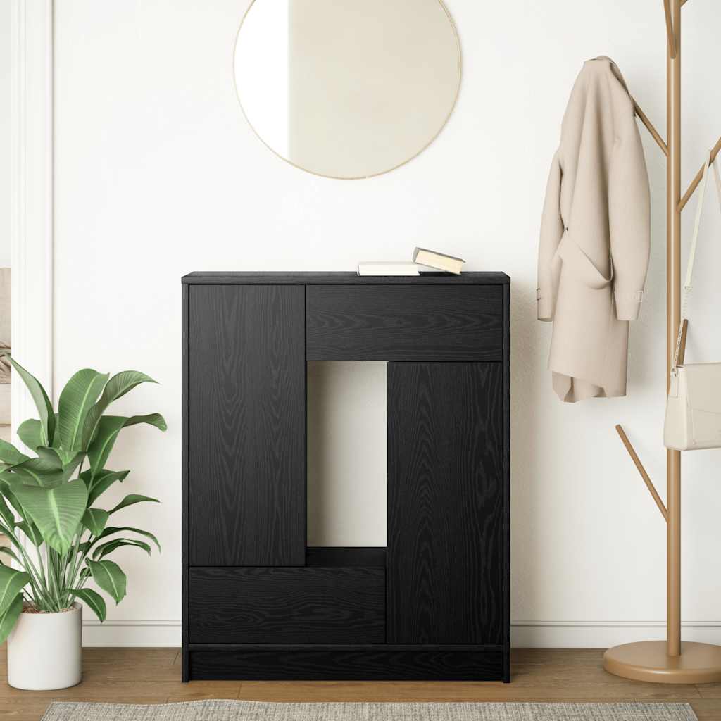 vidaXL Sideboard with Drawers and Doors Black Oak 73x31x90 cm