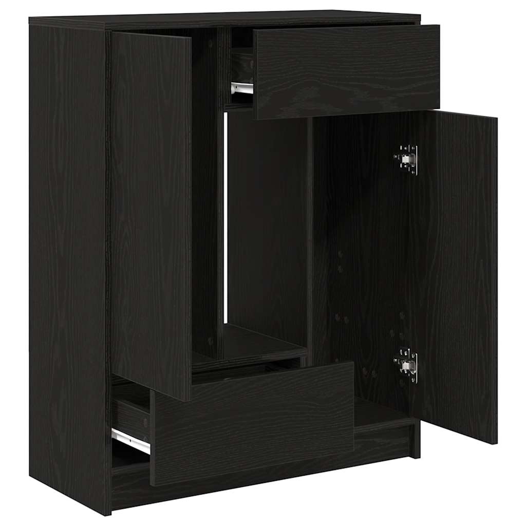 vidaXL Sideboard with Drawers and Doors Black Oak 73x31x90 cm