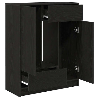 vidaXL Sideboard with Drawers and Doors Black Oak 73x31x90 cm