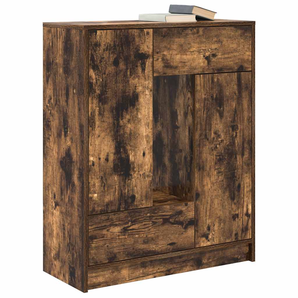 vidaXL Sideboard with Drawers and Doors Smoked Oak 73x31x90 cm