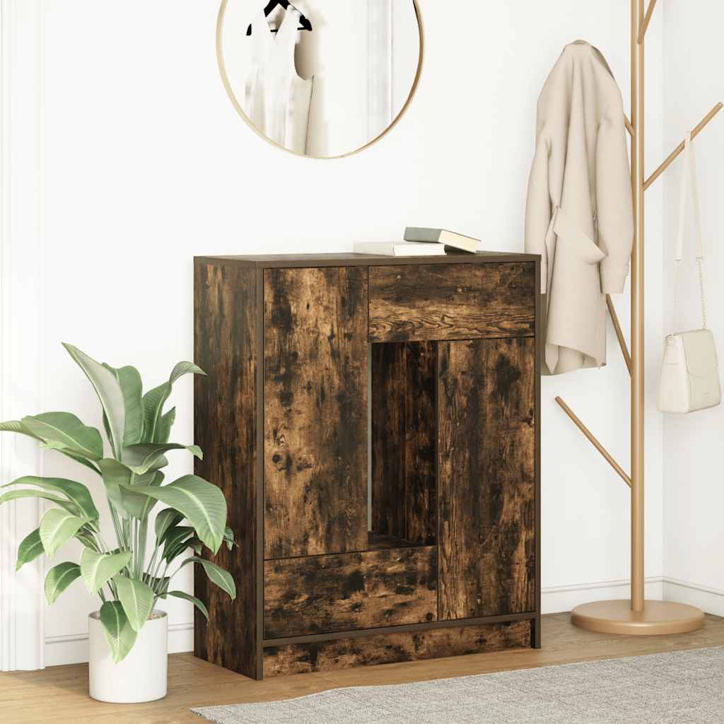 vidaXL Sideboard with Drawers and Doors Smoked Oak 73x31x90 cm