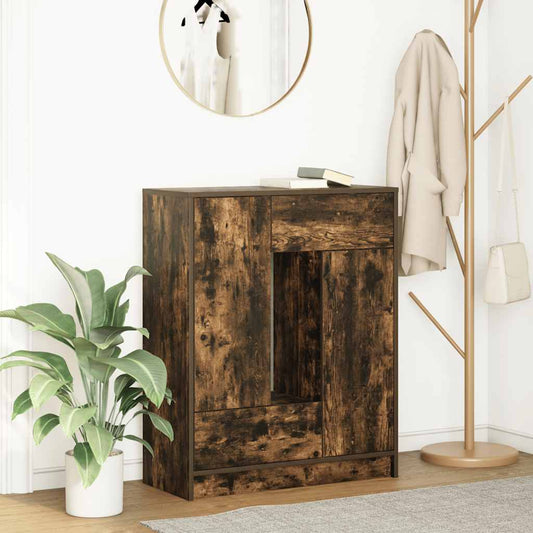 vidaXL Sideboard with Drawers and Doors Smoked Oak 73x31x90 cm