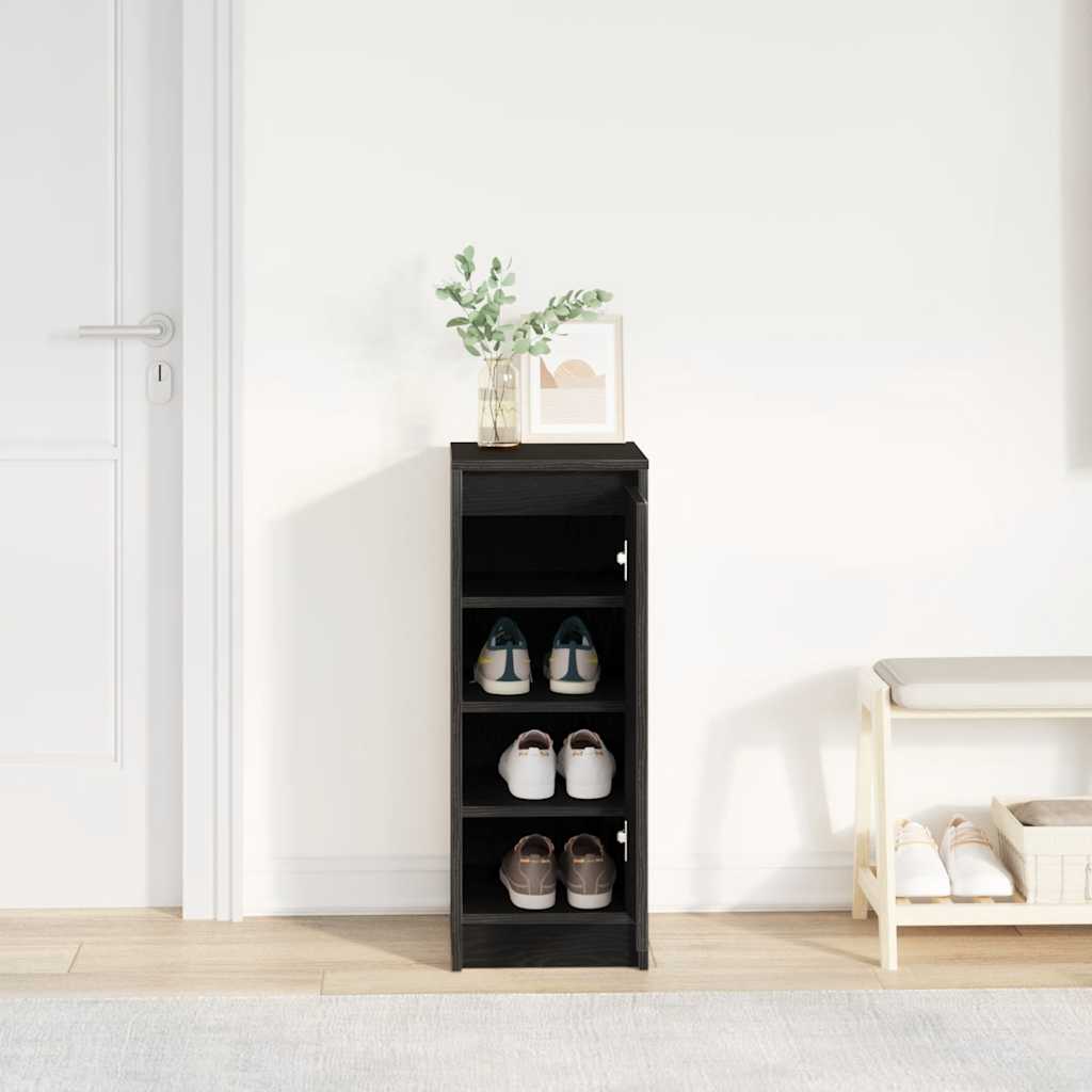vidaXL Shoe Cabinet Black Oak 29.5x34x76 cm Engineered Wood