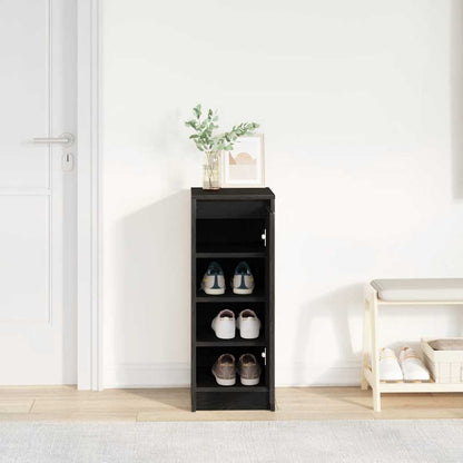 vidaXL Shoe Cabinet Black Oak 29.5x34x76 cm Engineered Wood