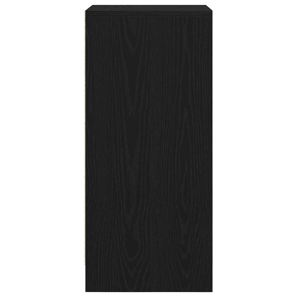 vidaXL Shoe Cabinet Black Oak 29.5x34x76 cm Engineered Wood