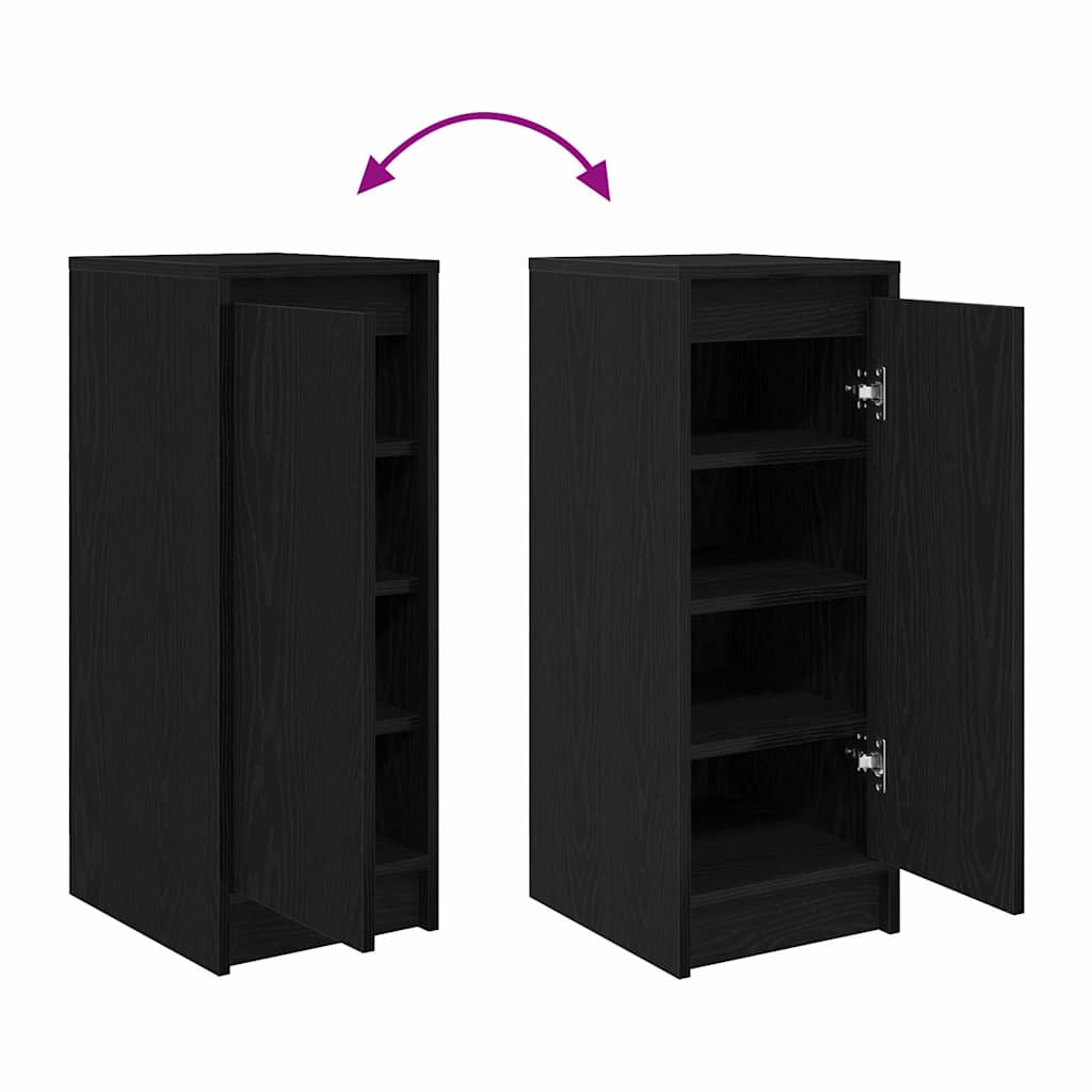 vidaXL Shoe Cabinet Black Oak 29.5x34x76 cm Engineered Wood