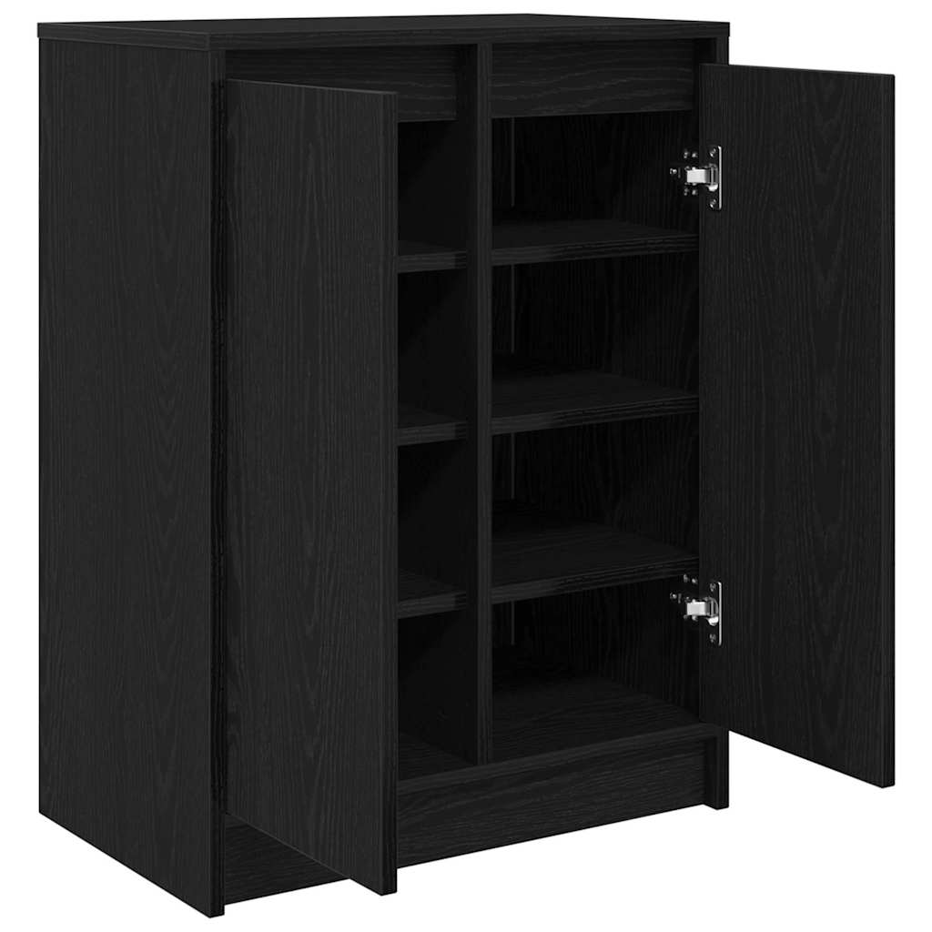 vidaXL Shoe Cabinet Black Oak 57x34x76 cm Engineered Wood