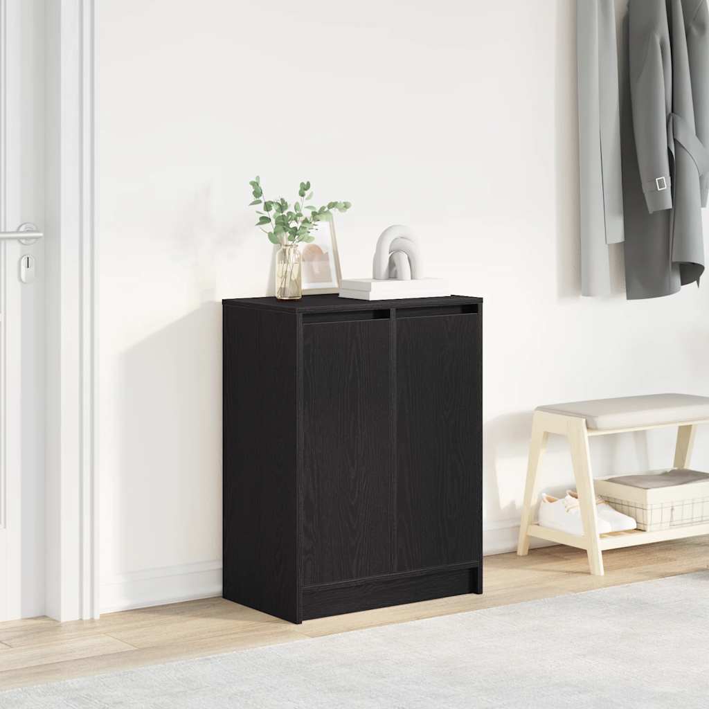 vidaXL Shoe Cabinet Black Oak 57x34x76 cm Engineered Wood