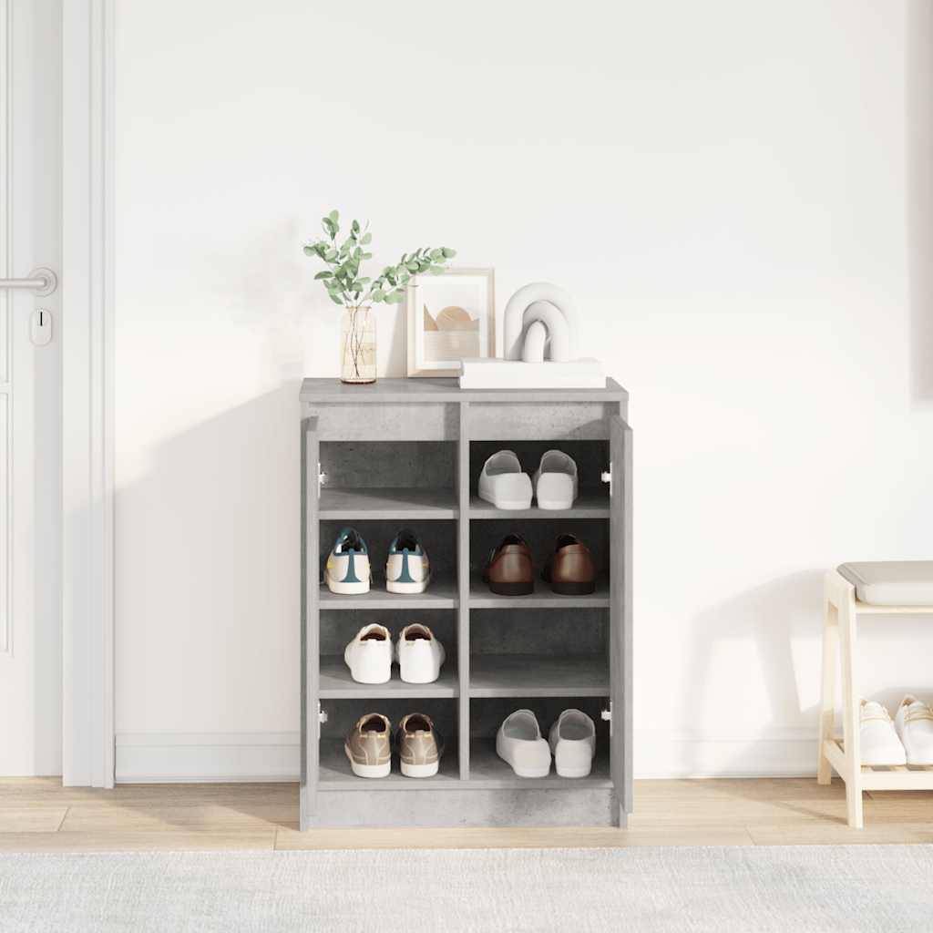 vidaXL Shoe Cabinet Concrete Grey 57x34x76 cm Engineered Wood