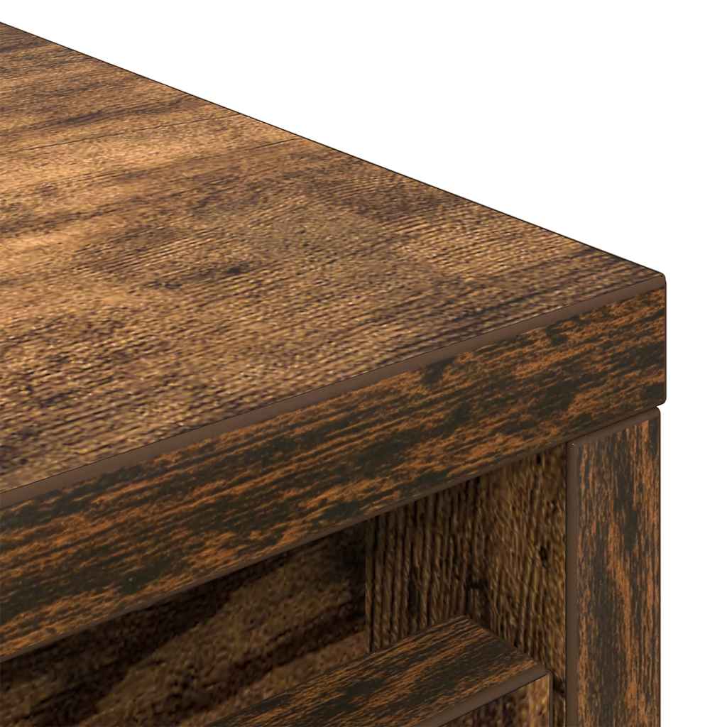 vidaXL Shoe Cabinet Smoked Oak 57x34x76 cm Engineered Wood