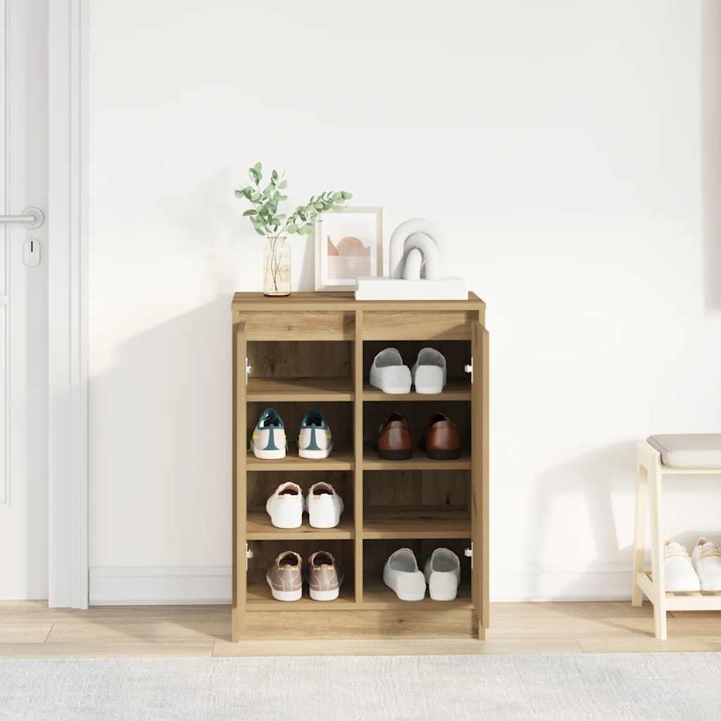 vidaXL Shoe Cabinet Artisan Oak 57x34x76 cm Engineered Wood