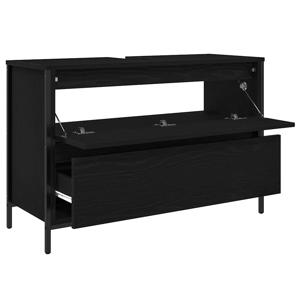 vidaXL Bathroom Basin Cabinet with Drawers Black Oak 90x34.5x60 cm