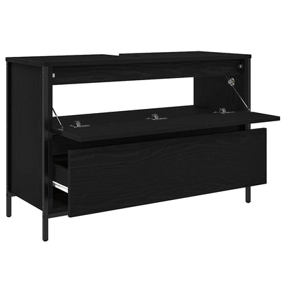vidaXL Bathroom Basin Cabinet with Drawers Black Oak 90x34.5x60 cm