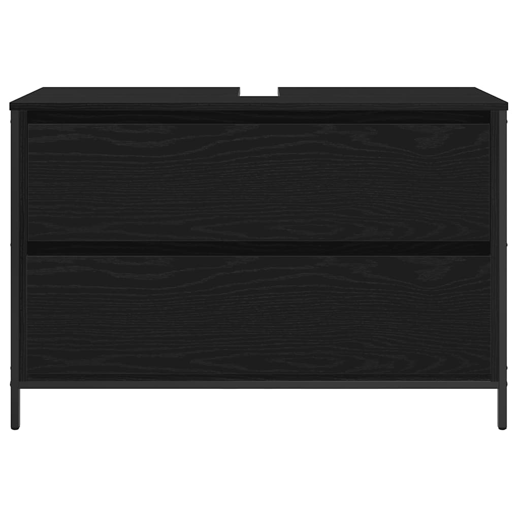 vidaXL Bathroom Basin Cabinet with Drawers Black Oak 90x34.5x60 cm