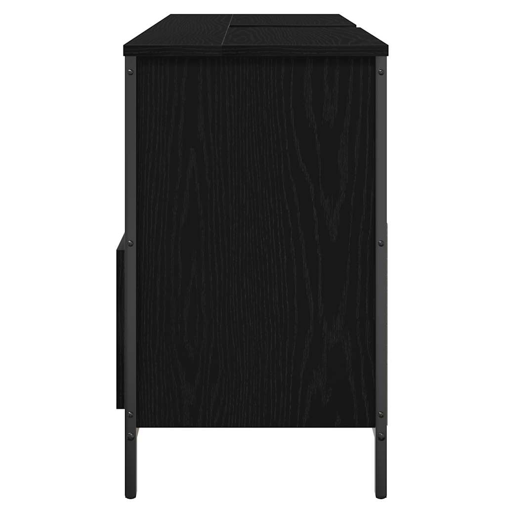 vidaXL Bathroom Basin Cabinet with Drawers Black Oak 90x34.5x60 cm