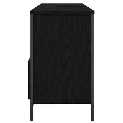 vidaXL Bathroom Basin Cabinet with Drawers Black Oak 90x34.5x60 cm