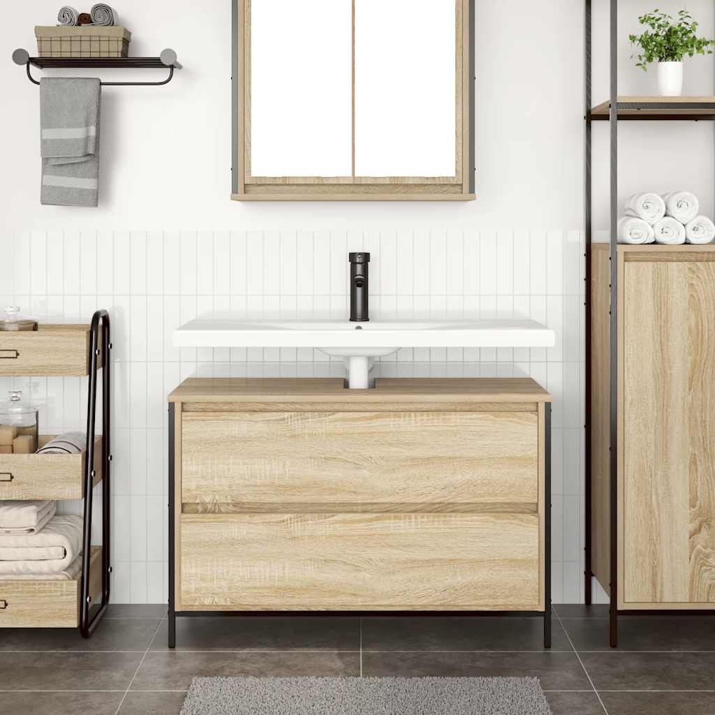 vidaXL Bathroom Basin Cabinet with Drawers Sonoma Oak 90x34.5x60 cm