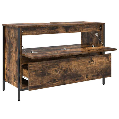 vidaXL Bathroom Basin Cabinet with Drawers Smoked Oak 90x34.5x60 cm