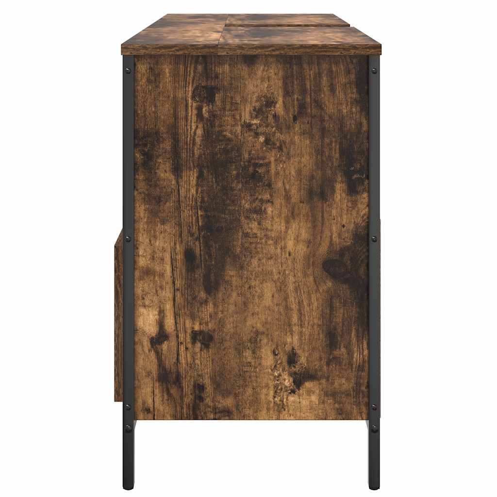 vidaXL Bathroom Basin Cabinet with Drawers Smoked Oak 90x34.5x60 cm