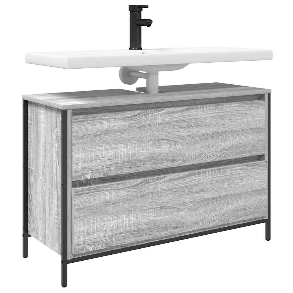 vidaXL Bathroom Basin Cabinet with Drawers Grey Sonoma 90x34.5x60 cm