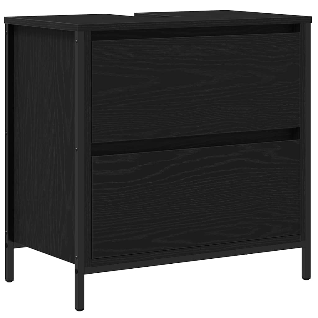 vidaXL Bathroom Basin Cabinet with Drawers Black Oak 60x34.5x60 cm