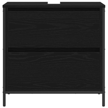 vidaXL Bathroom Basin Cabinet with Drawers Black Oak 60x34.5x60 cm