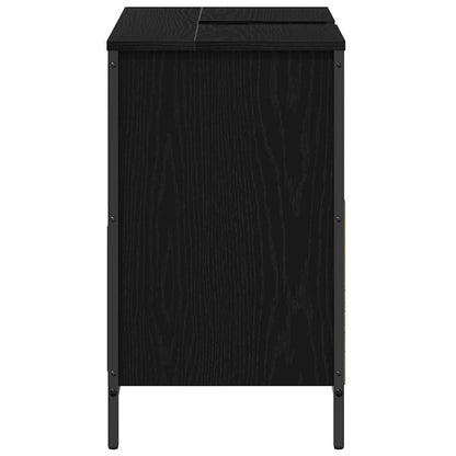vidaXL Bathroom Basin Cabinet with Drawers Black Oak 60x34.5x60 cm
