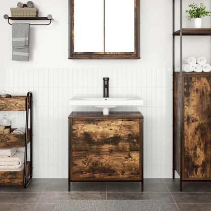 vidaXL Bathroom Basin Cabinet with Drawers Smoked Oak 60x34.5x60 cm