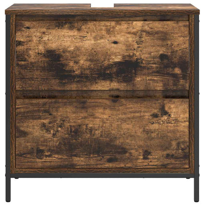 vidaXL Bathroom Basin Cabinet with Drawers Smoked Oak 60x34.5x60 cm