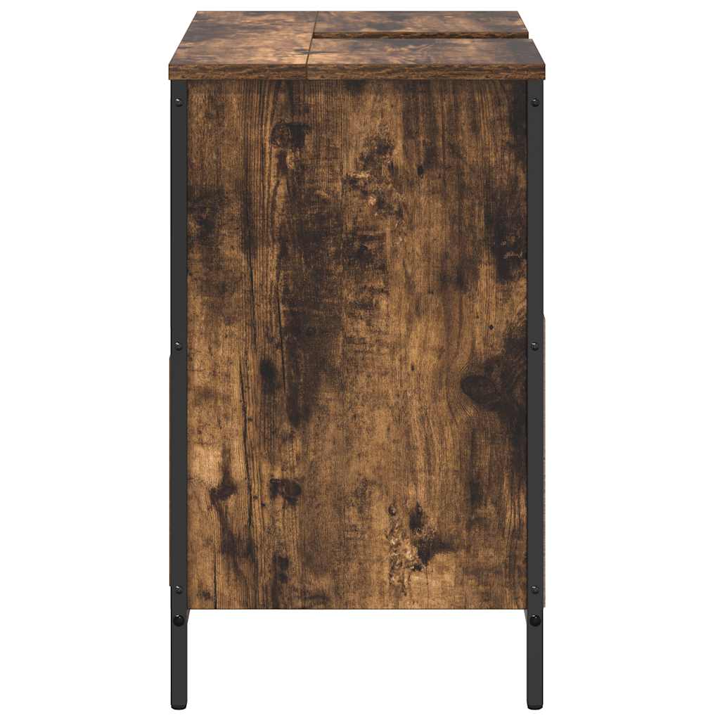 vidaXL Bathroom Basin Cabinet with Drawers Smoked Oak 60x34.5x60 cm