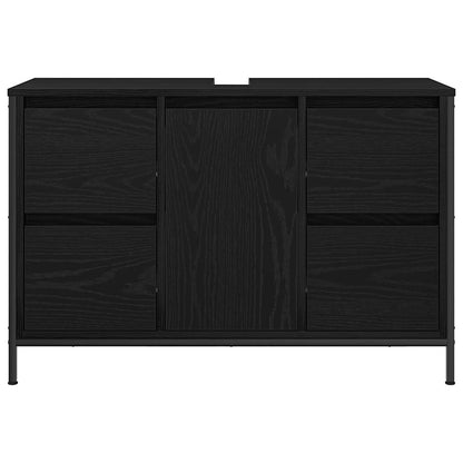 vidaXL Basin Cabinet with Drawers Black Oak 90x34.5x60 cm